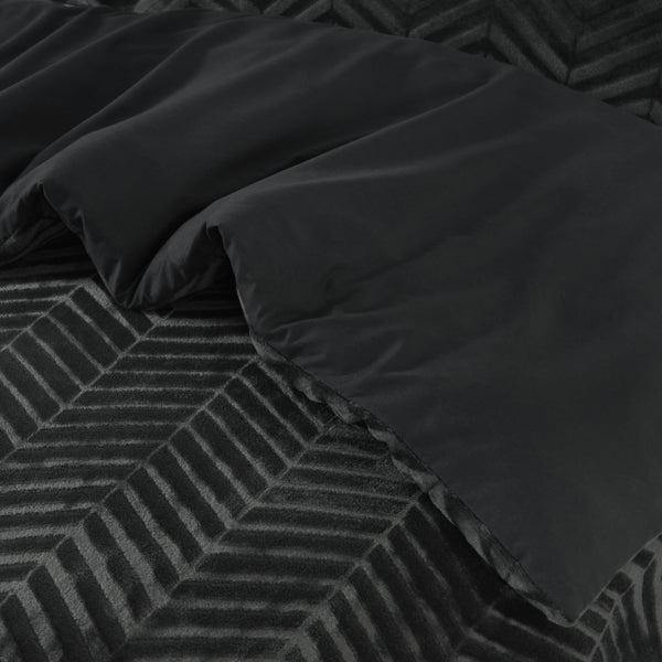 Pussilakanasetti Chevron Teddy Antrasiitti