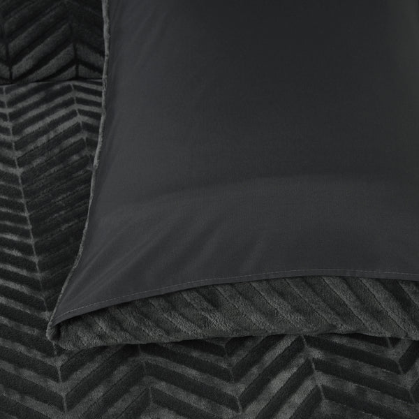 Pussilakanasetti Chevron Teddy Antrasiitti