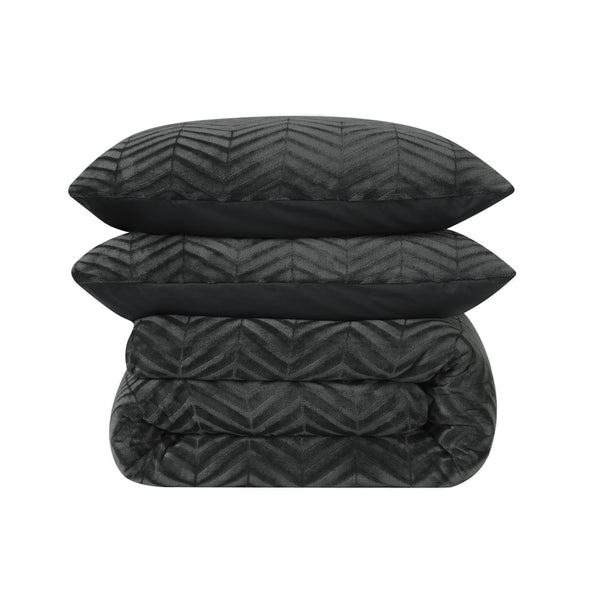 Pussilakanasetti Chevron Teddy Antrasiitti