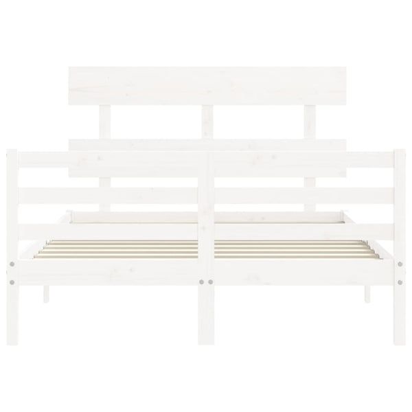 Sängynrunko päädyllä valkoinen Small Double täysi puu