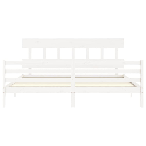 Sängynrunko päädyllä valkoinen Super King Size täysi puu