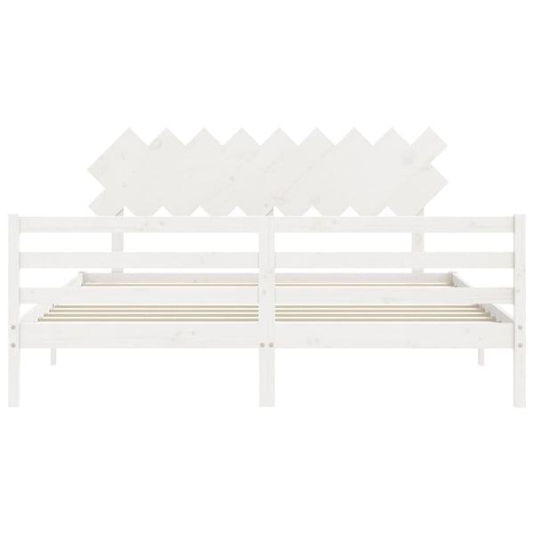 Sängynrunko päädyllä valkoinen Super King Size täysi puu