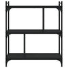 Kirjahylly 3 kerrosta musta 76x32x88 cm tekninen puu