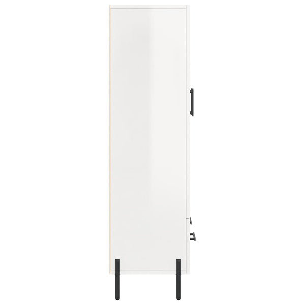 Kaappi korkeakiilto valkoinen 69,5x31x115 cm tekninen puu