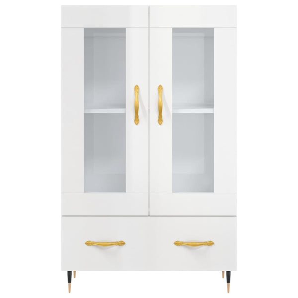 Kaappi korkeakiilto valkoinen 69,5x31x115 cm tekninen puu