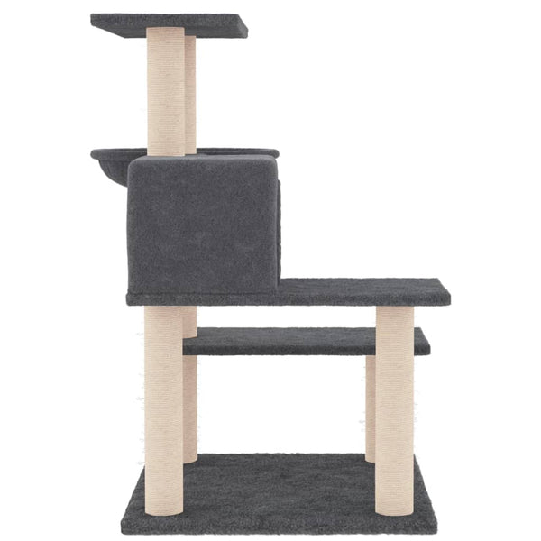 Kissan kiipeilypuu sisal- raapimispylväillä tummanharm. 82,5 cm