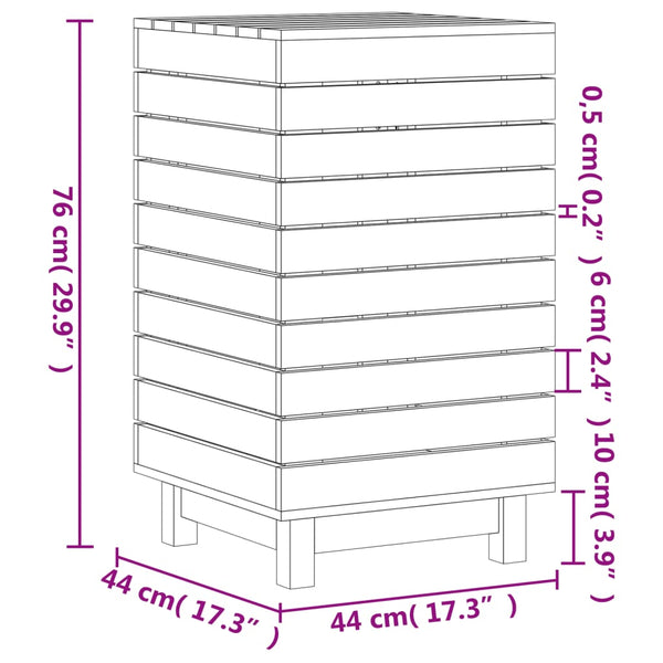 Pyykkikori valkoinen 44x44x76 cm täysi mänty