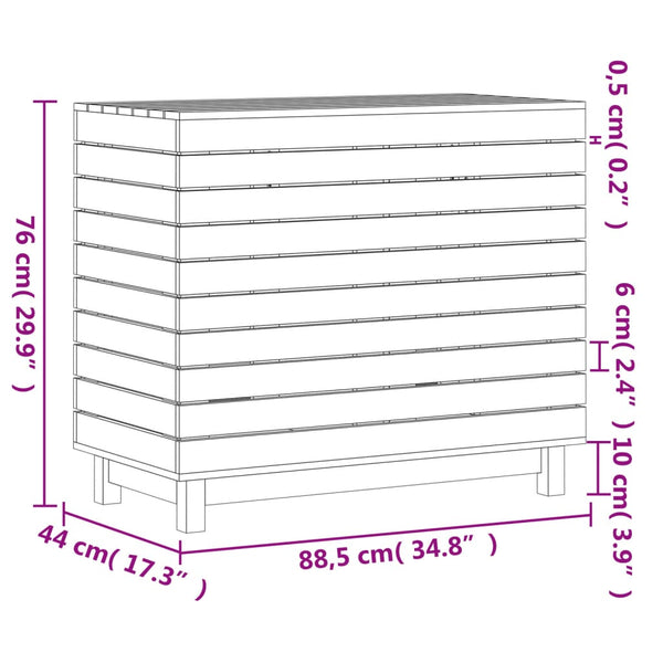 Pyykkikori valkoinen 88,5x44x76 cm täysi mänty