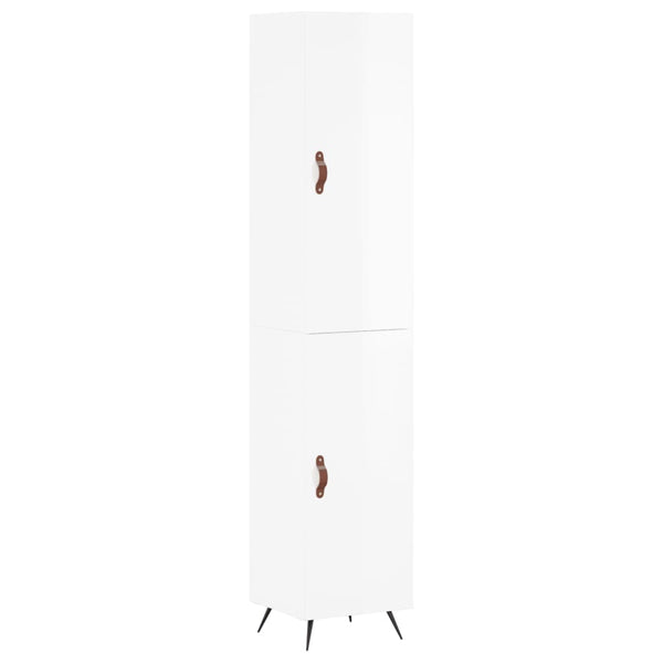 Kaappi korkeakiilto valkoinen 34,5x34x180 cm tekninen puu