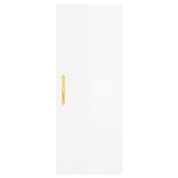 Kaappi korkeakiilto valkoinen 34,5x34x180 cm tekninen puu