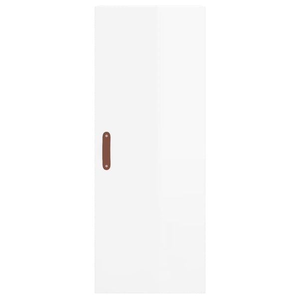 Kaappi korkeakiilto valkoinen 34,5x34x180 cm tekninen puu