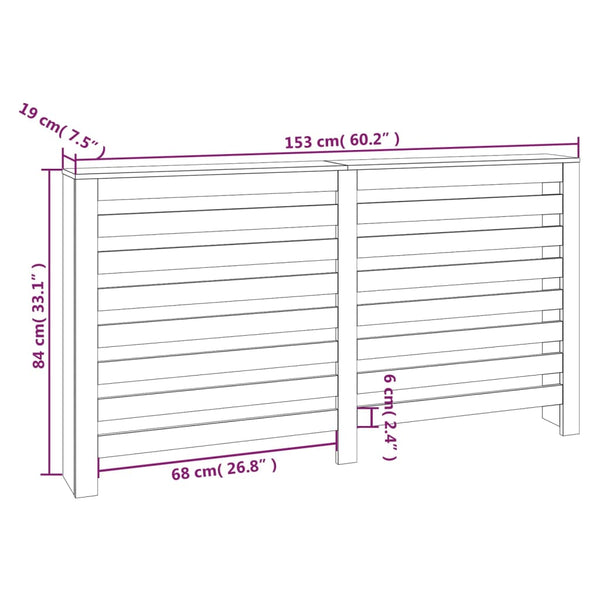 Lämpöpatterin suoja 153x19x84 cm täysi mänty