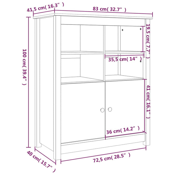 Senkki musta 83x41,5x100 cm täysi mänty