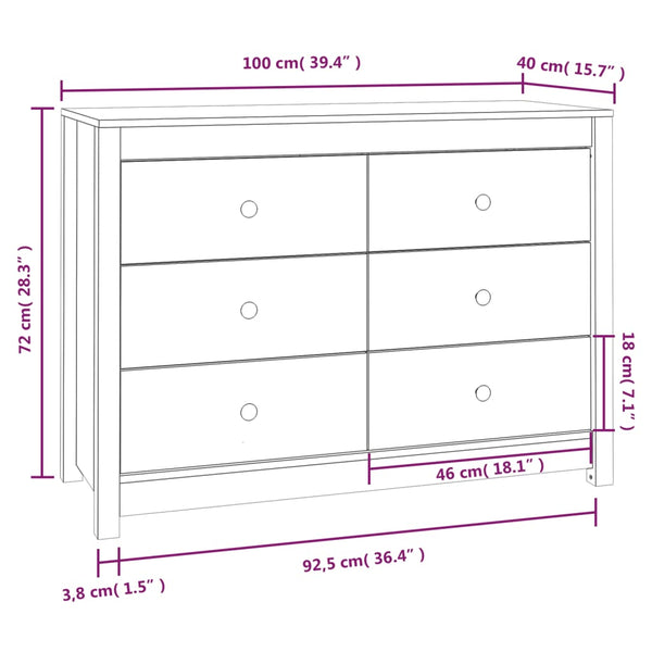 Senkki 100x40x72 cm täysi mänty