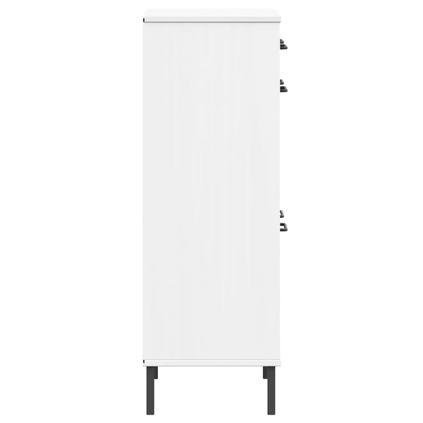 Kenkäkaappi metallijaloilla valkoinen täysi mänty OSLO