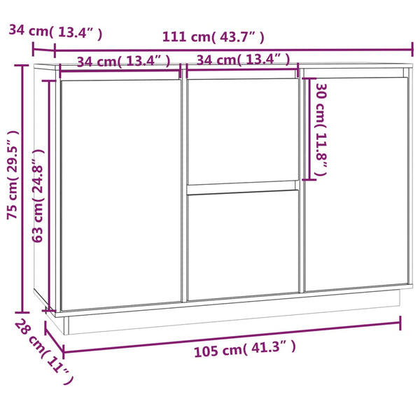 Senkki hunajanruskea 111x34x75 cm täysi mänty