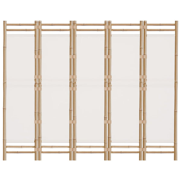 Kokoontaitettava tilanjakaja 5 paneelia 200 cm bambu ja kangas
