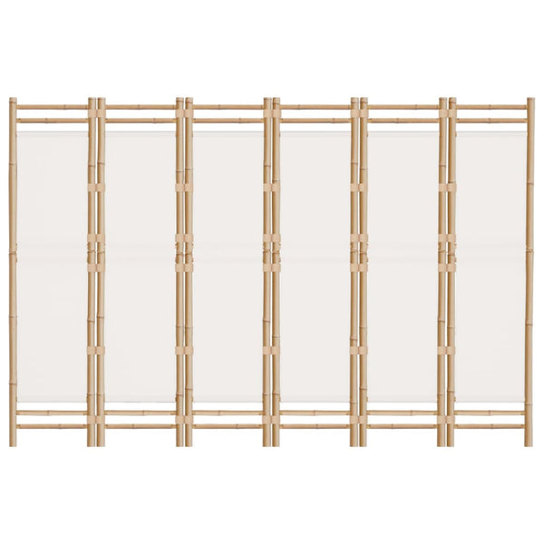 Kokoontaitettava tilanjakaja 6 paneelia 240 cm bambu ja kangas
