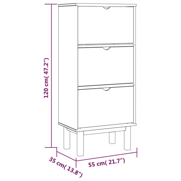 kenkäkaappi OTTA 3 laatikkoa ruskea ja harmaa täysi mänty