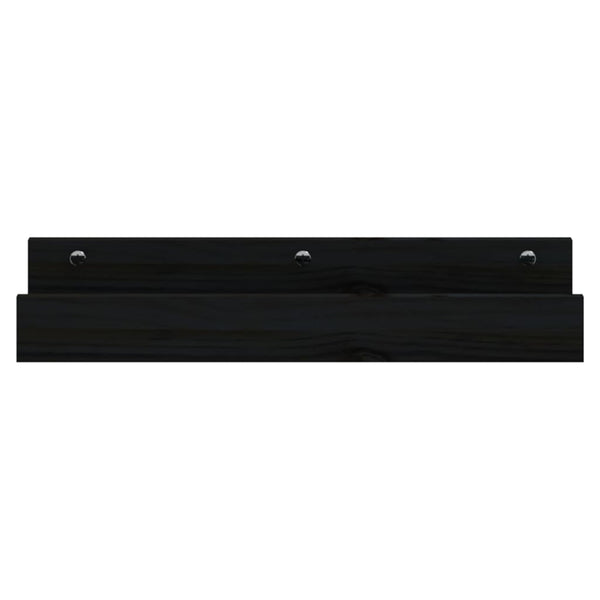 Seinähyllyt 2 kpl musta 50x12x9 cm täysi mänty