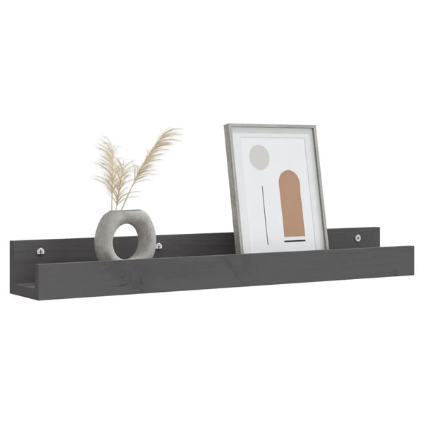 Seinähyllyt 2 kpl harmaa 80x12x9 cm täysi mänty