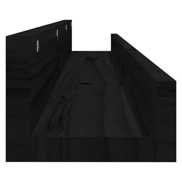 Seinähyllyt 2 kpl musta 110x12x9 cm täysi mänty