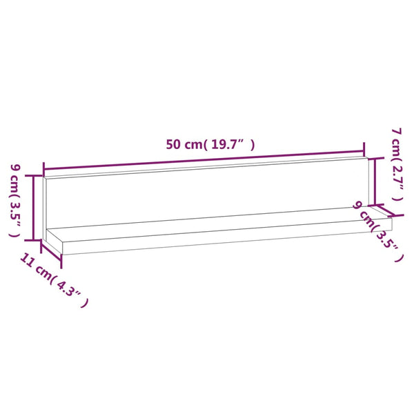 Seinähyllyt Ducan 50x11x9cm (2 kpl mänty)