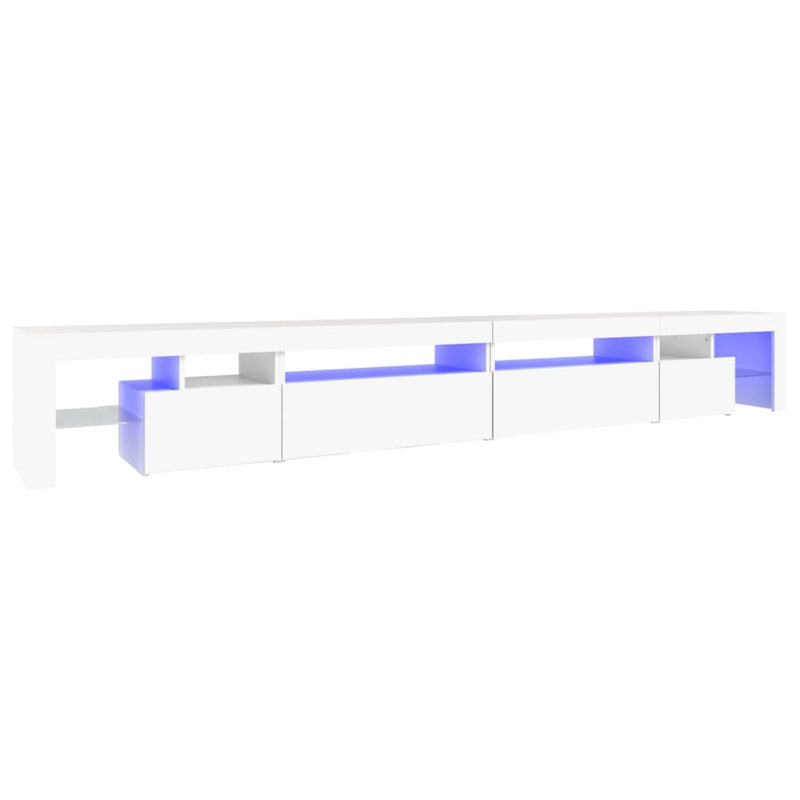 Valkoinen tv-taso led-valoilla Cinstantin 290x36,5x40cm
