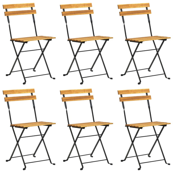Kokoontaitettavat puutarhatuolit 6 kpl teräs/täysi akasiapuu