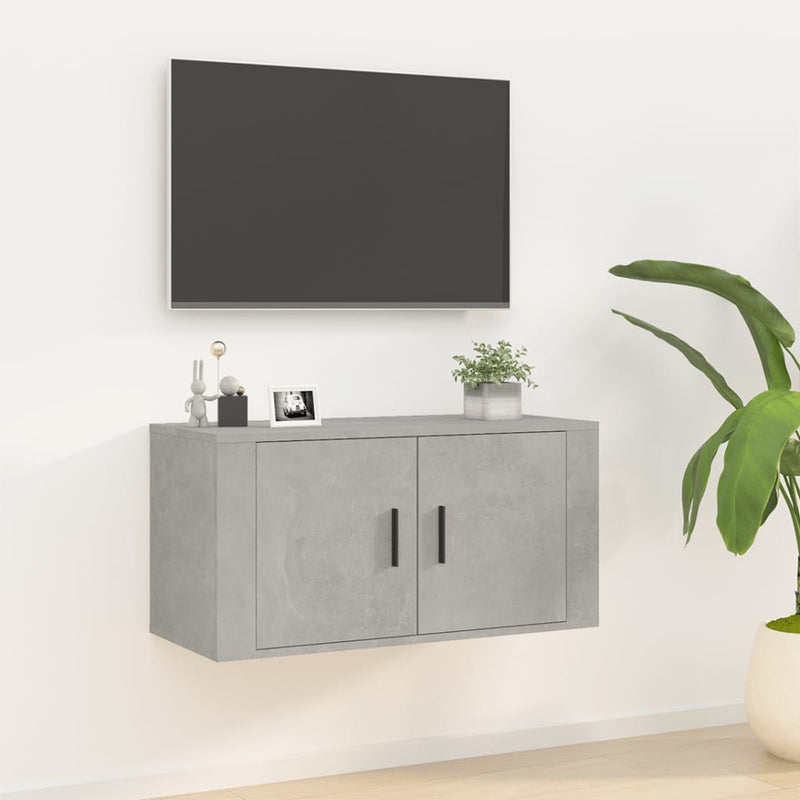 Seinäkiinnitettävä TV-taso betoninharmaa 80x34,5x40 cm