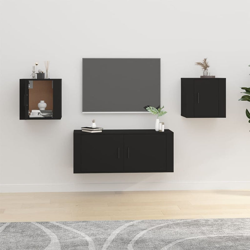 Seinäkiinnitettävät TV-tasot 2 kpl musta 40x34,5x40 cm