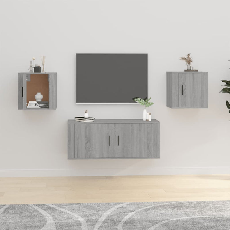 Seinäkiinnitettävät TV-tasot 2 kpl harmaa Sonoma 40x34,5x40 cm