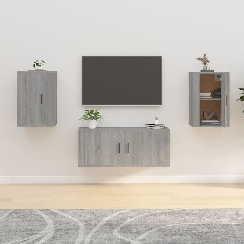 Seinäkiinnitettävät TV-tasot 2 kpl harmaa Sonoma 40x34,5x60 cm