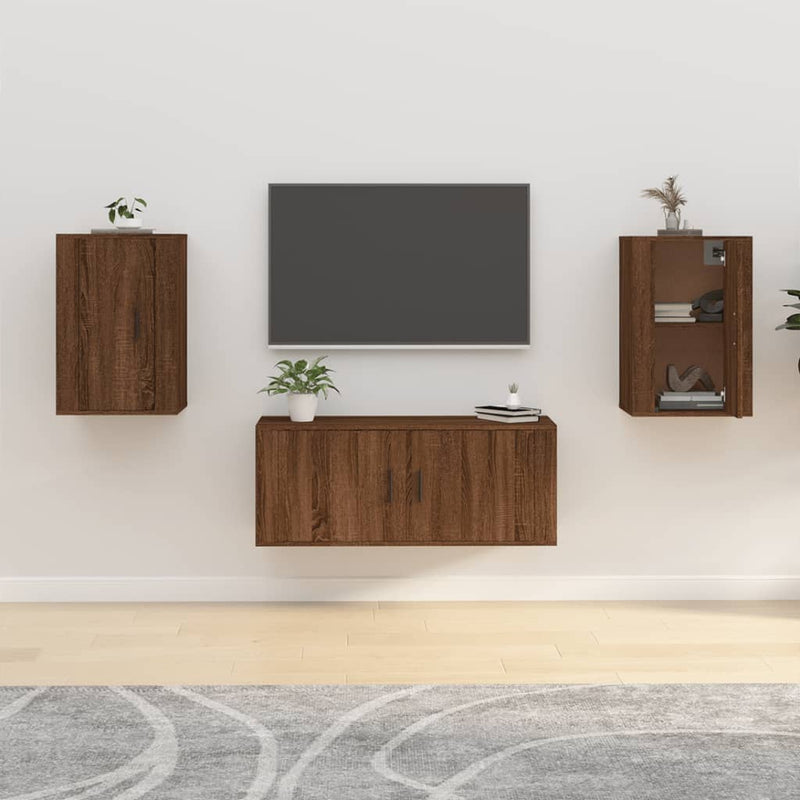 Seinäkiinnitettävät TV-tasot 2 kpl ruskea tammi 40x34,5x60 cm