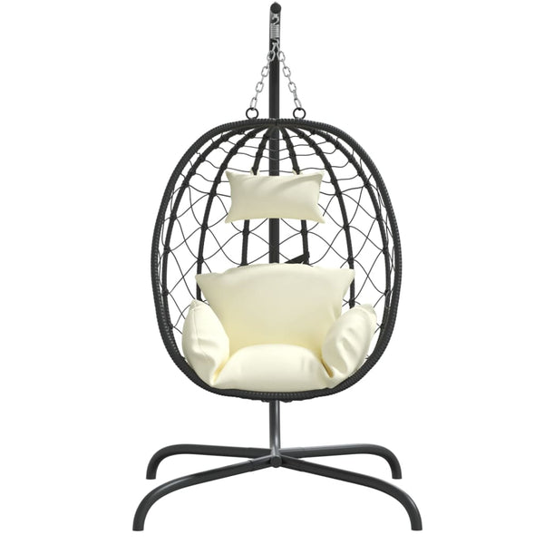 Riipputuoli tyynyillä kerma polyrottinki ja teräs