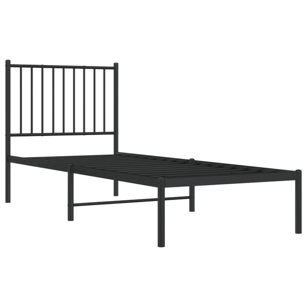 Musta metallinen sängynrunko päädyllä Necsoiu 75x190cm