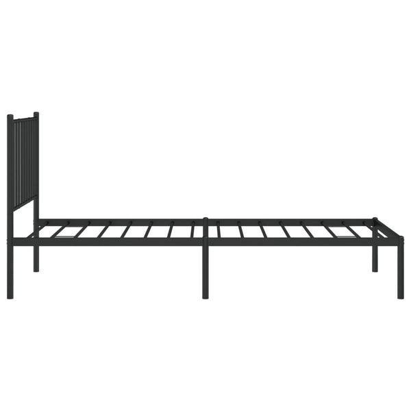 Musta metallinen sängynrunko päädyllä Necsoiu 75x190cm