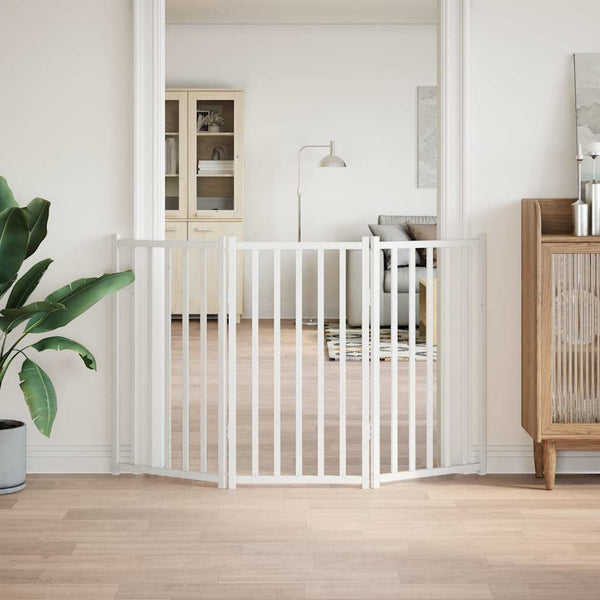 Valkoinen koiraportti taitettava 3 paneelia Cremenasiu 150cm (kuusi)