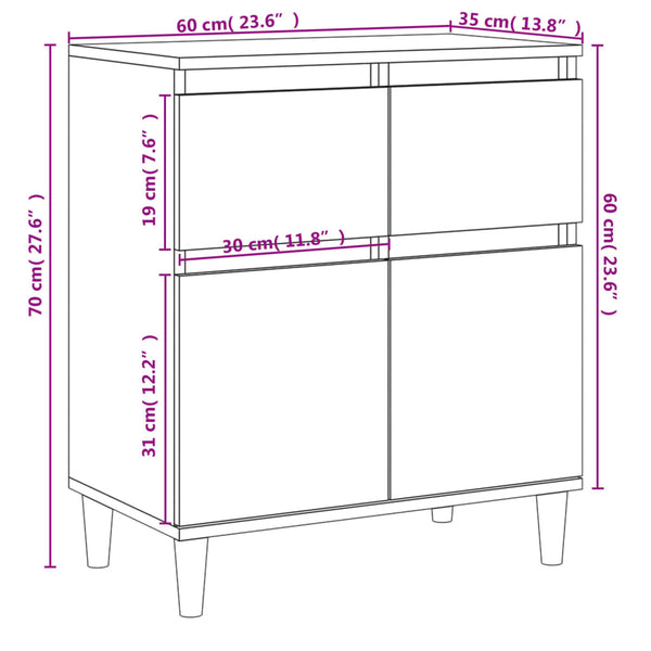 Senkki ruskea tammi 60x35x70 cm tekninen puu