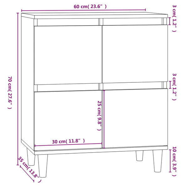 Senkki ruskea tammi 60x35x70 cm tekninen puu