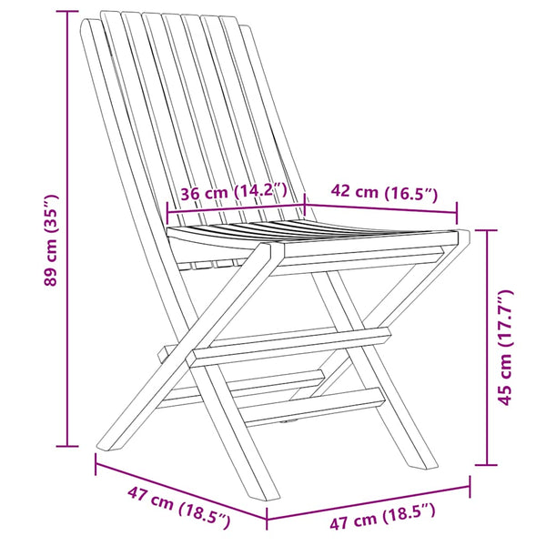 Kokoontaitettavat puutarhatuolit Lojin 47x47x89cm (4 kpl, tiikki)