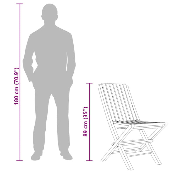 Kokoontaitettavat puutarhatuolit Lojin 47x47x89cm (8 kpl, tiikki)