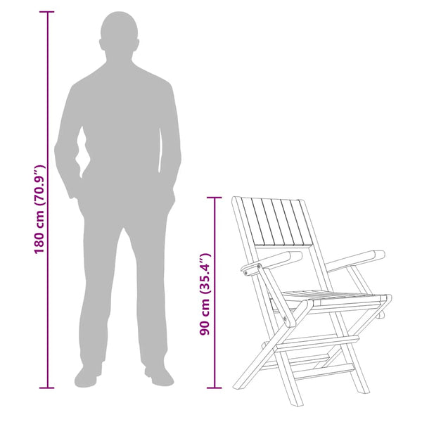 Kokoontaitettavat puutarhatuolit Ayanna 55x61x90cm (6 kpl, tiikki)