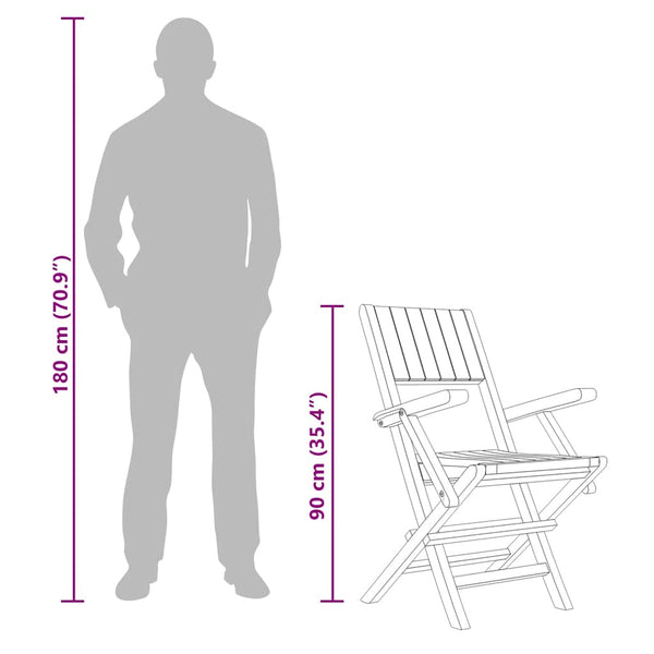 Kokoontaitettavat puutarhatuolit Ayanna 55x61x90cm (8 kpl, tiikki)