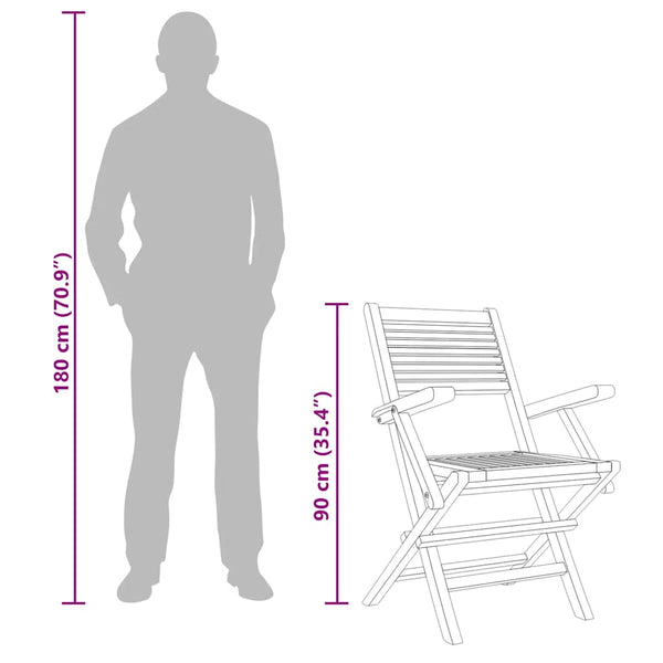 Kokoontaitettavat puutarhatuolit Nadita 55x62x90cm (8 kpl, tiikki)