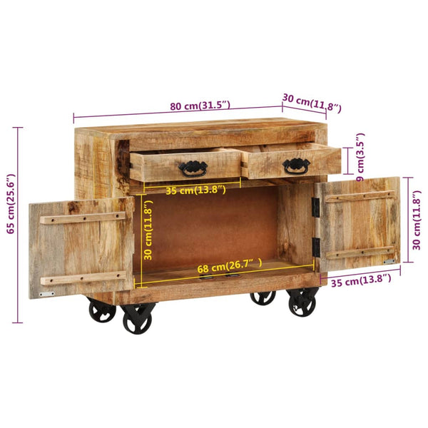 Senkki 80x30x65 cm täysi karkea mangopuu