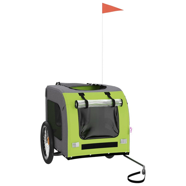 Lemmikinkuljetuskärry pyörään vihreä/harmaa kangas ja rauta