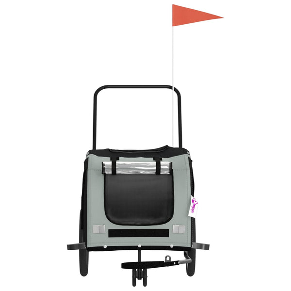 Lemmikinkuljetuskärry polkupyörään harmaa/musta kangas ja rauta