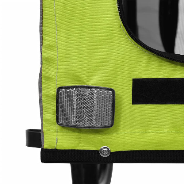 Lemmikinkuljetuskärry pyörään vihreä/harmaa kangas ja rauta