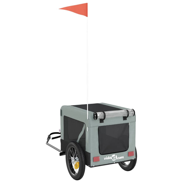 Lemmikinkuljetuskärry polkupyörään harmaa/musta kangas ja rauta